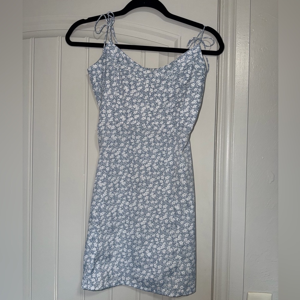 Blue Rain Light Blue Floral Mini Dress
